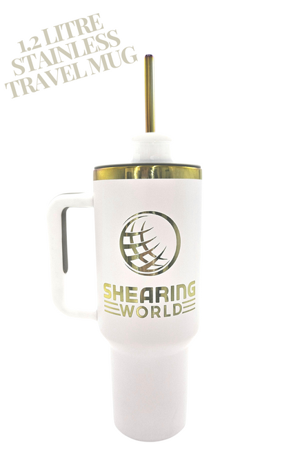 STAINLESS STEEL LARGE TRAVEL MUG WITH HANDLE