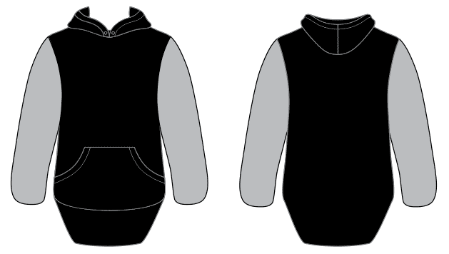 COLOURED LONG TAIL HOODIE (NO ZIP)