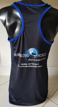 Load image into Gallery viewer, LADIES POLYESTER RACER BACK SINGLET Blue Trim