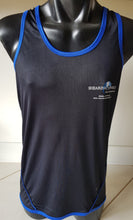 Load image into Gallery viewer, LADIES POLYESTER RACER BACK SINGLET Blue Trim