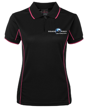 SHEARING WORLD PREMIUM POLO - WOMENS - PINK OR BLUE TRIM